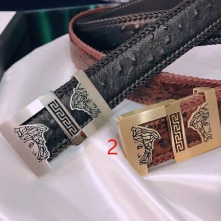 Versace square buckle black belt, simple and elegant, low-key and luxurious