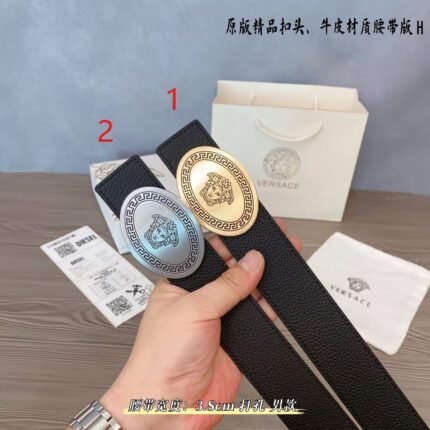 Versace circular Medusa embossed buckle belt, simple, atmospheric, low-key, luxurious