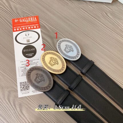 Versace Classic Round Buckle Black Belt Simple, Elegant, Exquisite, and Elegant