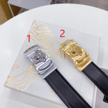 Versace Classic Square Buckle Black Belt Simple, Elegant, Exquisite, and Elegant