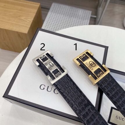 Gucci crocodile leather luxury double G buckle belt, simple and elegant, elegant and luxurious
