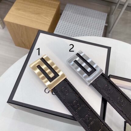 Gucci square black textured belt, simple and elegant, elegant and noble