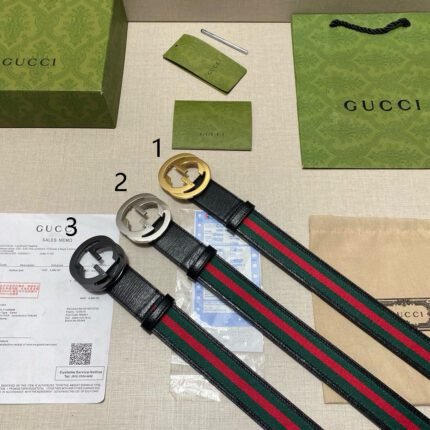 Gucci classic two-color striped belt, simple and elegant, low-key luxury