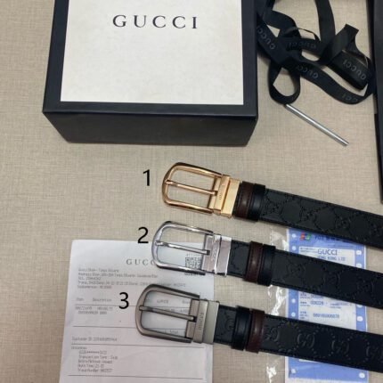 Gucci classic square buckle black textured belt, simple and elegant, noble and elegant