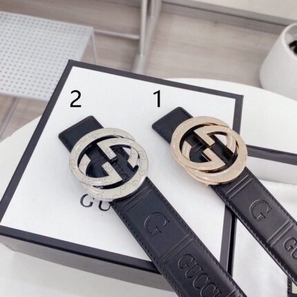 Gucci double G buckle black textured belt, simple and elegant, low-key luxury