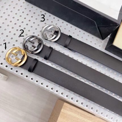 Gucci classic double G buckle black belt, simple and elegant