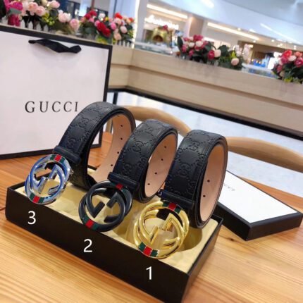 Gucci classic three-color buckle striped belt, simple, elegant, low-key and luxurious