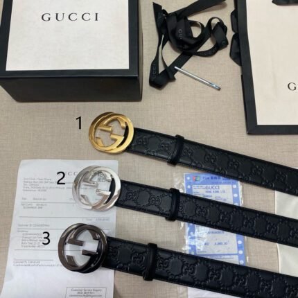 Gucci classic double G buckle black belt, simple and elegant, exquisite and elegant