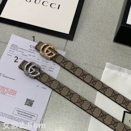 Gucci classic brown double G printed belt, simple and elegant, noble and elegant
