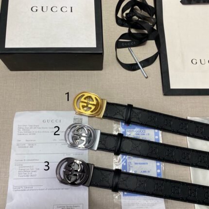 Gucci double G buckle black textured belt, simple and elegant, low-key luxury