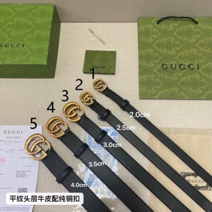 Gucci gold double G buckle black belt, simple and elegant, elegant and noble