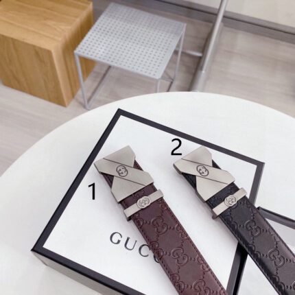 Gucci classic silver X square buckle belt, simple and generous, elegant and refined