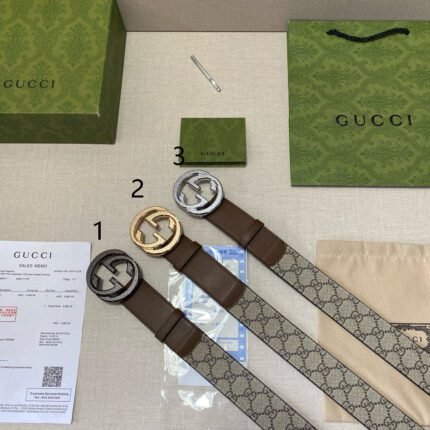 Gucci Double G brown and beige intertwined belt, simple and elegant, fashionable and elegant