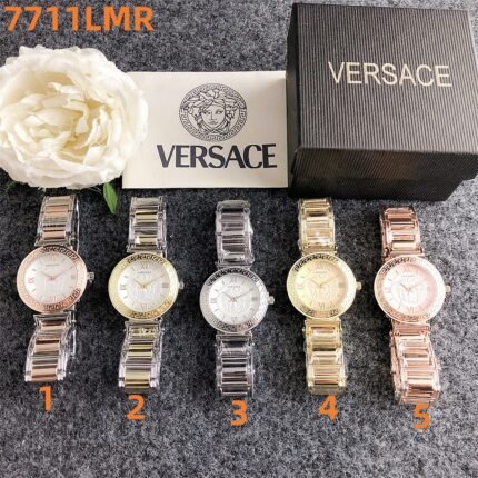 Versace watch circular minimalist dial with metal steel strip