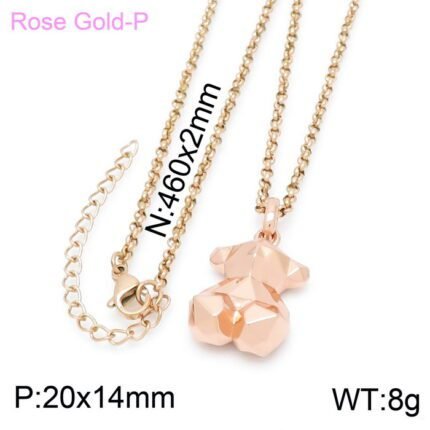 tous stainless steel metal prismatic surface bear decorative pendant necklace ﻿