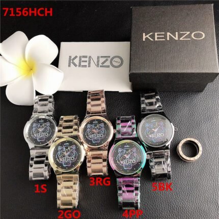 KENZO watch circular minimalist dial steel strap