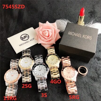 MK watch circular minimalist dial metal strap