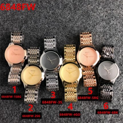 Gucci watch circular minimalist dial steel strip