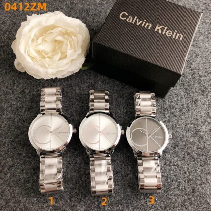 CK watch circular minimalist dial with metal steel band