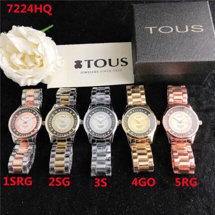 TOUS Watch Round Peach Silk Vintage dial Metal Steel Band