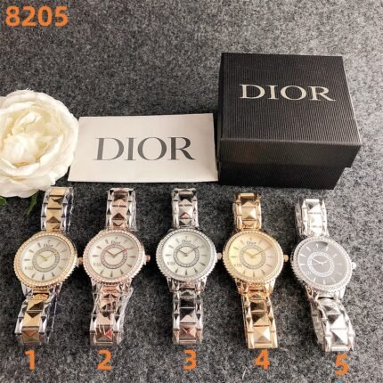DIOR watch circular high-end dial with diamond border and steel band