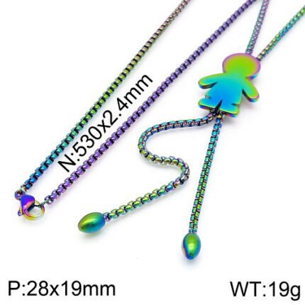TOUS stainless steel material multi-color cute little person decorative pendant necklace