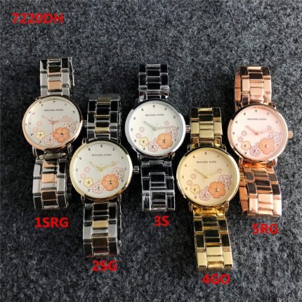 MK watch circular minimalist dial metal strap