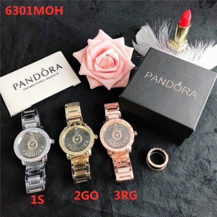 PANDORA watch circular minimalist dial metal strap