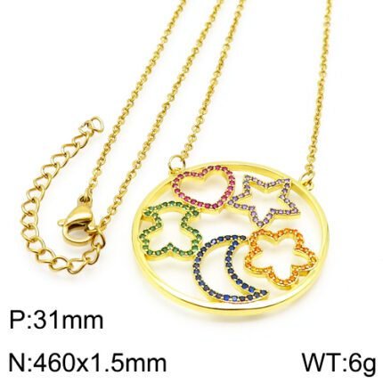 TOUS High quality stainless steel material Spanish bear five shaped gemstone necklace pendant