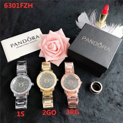 PANDORA watch circular minimalist dial metal strap