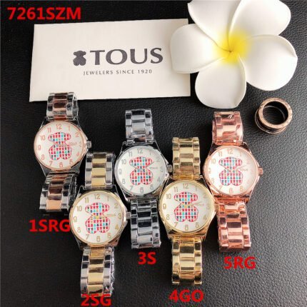 TOUS watch circular peach silk pattern minimalist dial metal steel strip