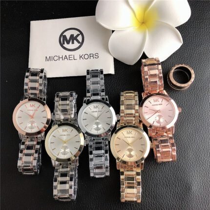 MK watch circular minimalist dial metal strap
