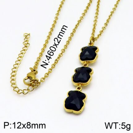 TOUS high quality stainless steel material Spanish three little bear black necklace pendant