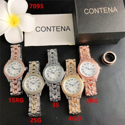 CONTANA watch with round diamond bezel and premium dial with steel band