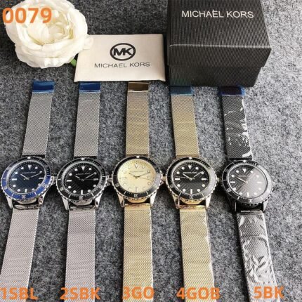 MK watch circular minimalist dial metal strap