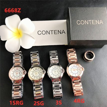 Contena watch with round premium dial and steel strap