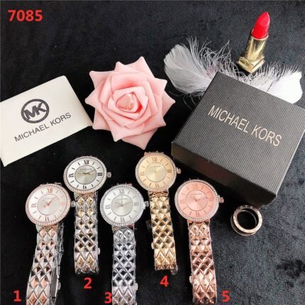 MK watch circular minimalist dial metal strap