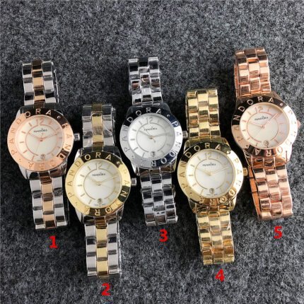 PANDORA watch circular minimalist dial metal strap