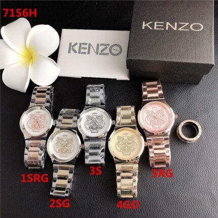 KENZO watch circular minimalist dial steel strap