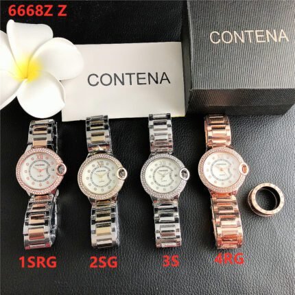 CONTANA watch with round diamond bezel and premium dial with steel band