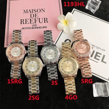 Rolex watch circular minimalist dial metal strap