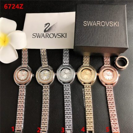SWAROVSKI watch circular minimalist dial with metal steel strip