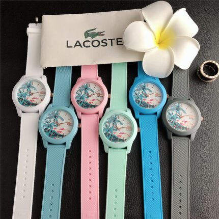 LACOSTE watch circular minimalist dial with silicone strap