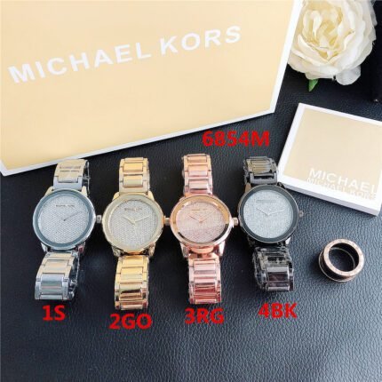 MK watch circular minimalist dial metal strap