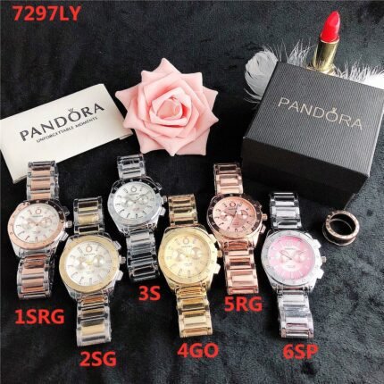 PANDORA watch circular minimalist dial metal strap