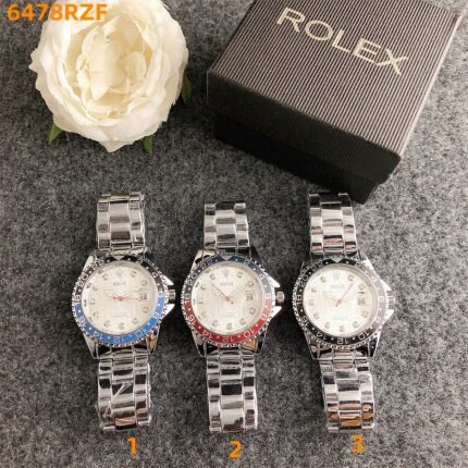 Rolex watch circular minimalist dial metal strap