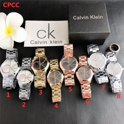 CK watch circular minimalist dial with metal steel band