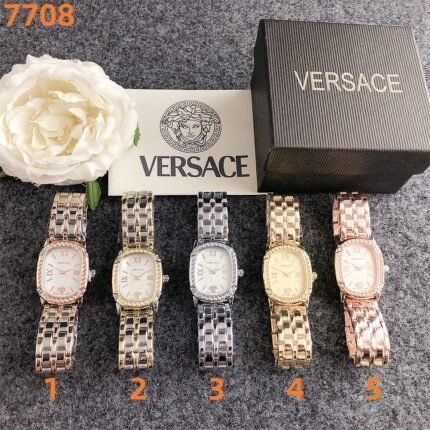 Versace watch square minimalist dial metal steel strip