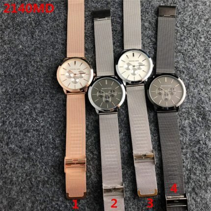 MK watch circular minimalist dial metal strap