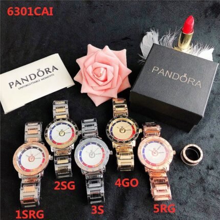 PANDORA watch circular minimalist dial metal strap